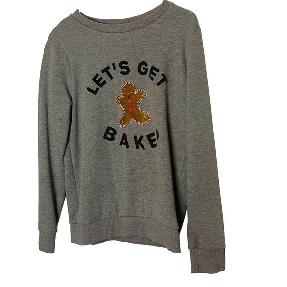 Sweet Claire Tops - Sweet Claire Ugly Gingerbread Grey Let’s Get Baked Crewneck Sweatshirt Size M